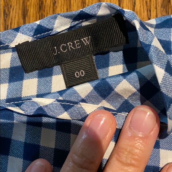 J Crew gingham peplum top 100% silk - Picture 3 of 5